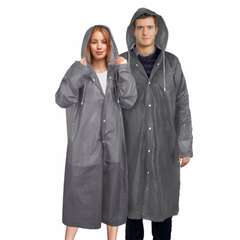  Дождевик плащ серый на кнопках, eva, многоразовый прочный, чехол в комплекте, универсальный размер, shamaani (шамаани), 610936 | Непромокаемые плащи и куртки