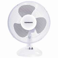  Вентилятор настольный sonnen ft23-b6, d=23 см, 25 вт, на подставке, 2 скоростных режима, белый/серый, 451038 | Вентиляторы