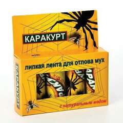 Лента липкая от мух мухоловка, комплект 4 шт., каракурт "медовый", кллк | Средства от насекомых