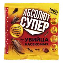  Средство от насекомых 100 г, абсолют дуст супер, пакет, адс100 | Средства от насекомых