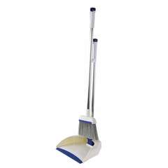  Совок для мусора + щетка, рукоятки 67 см, резиновая кромка, сбрасывание, сине-белый, laima, 601473 | Совки