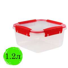  Контейнер с крышкой пищевой 1,2 л герметичный, butterfly, ланч бокс, 8,5х15,6х15,6 см, прозрачный, 7840699, 437840665 | Контейнеры для хранения и свч