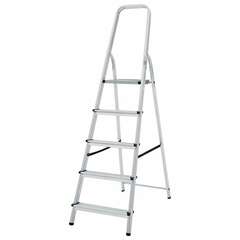  Стремянка алюминиевая 5 ступеней, высота площадки 1,04м, дуга безопасности 0,6м, площадка 26х26см, до 150кг, вес 4кг, новая высота, 1110105 | Лестницы и стремянки