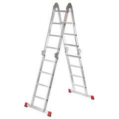  Лестница-трансформер алюминиевая 4х4 ступени, высота 4,5 м (4 секции по 1,2 м) до 150 кг, вес 16,5 кг, новая высота, 3320404 | Лестницы и стремянки