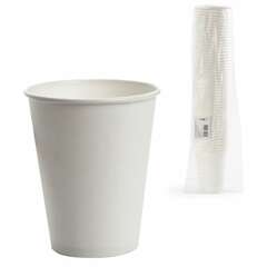  Стакан одноразовый бумажный 300/430 мл, d 90 мм, комплект 50 шт., однослойные, белые, холодное/горячее, формация, hb90-430-0000-50 | Стаканы и чашки одноразовые