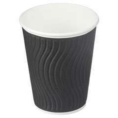  Стакан одноразовый бумажный 300/408 мл, d 90 мм, 40 шт., двухслойный для холодного/горячего, impresso black wave, скандипакк, -2406, 771w1200-2406 | Стаканы и чашки одноразовые