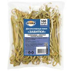  Пики (шпажки) для канапе бамбуковые завитки, комплект 100 шт., 90 мм, aviora, 401-463 | Шампуры и пики для канапе, шашлыка