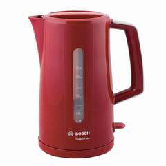  Чайник bosch twk3a014, 1,7 л, 2400 вт, закрытый нагревательный элемент, пластик, красный | Чайники