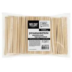  Размешиватель одноразовый деревянный 140 мм, комплект 1000 шт., welday, 607576 | Ложки и размешиватели одноразовые