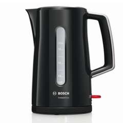  Чайник bosch twk3a013, 1,7 л, 2400 вт, закрытый нагревательный элемент, пластик, черный | Чайники