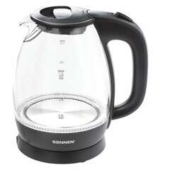  Чайник sonnen kt-1786, 1,7 л, 2200 вт, закрытый нагревательный элемент, стекло, 453422 | Чайники