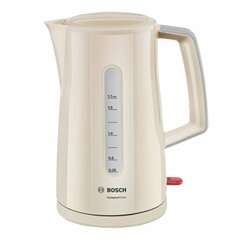  Чайник bosch twk3a017, 1,7 л, 2400 вт, закрытый нагревательный элемент, пластик, бежевый | Чайники