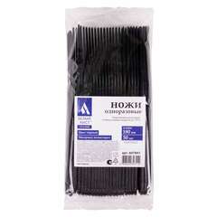  Нож одноразовый пластиковый 180 мм, черный, комплект 50 шт., эталон, белый аист, 607841 | Ножи одноразовые