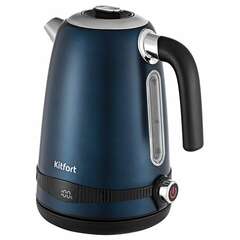  Чайник kitfort кт-6121-3, 1,7 л, 2200 вт, закрытый нагревательный элемент, led-дисплей, терморегулятор, сталь, синий | Чайники