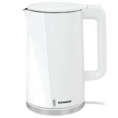  Чайник электрический с двойными стенками sonnen kt-8718w, 1,7 л, 2200 вт, белый, 454685 | Чайники