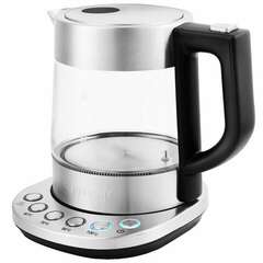  Чайник kitfort кт-648, 1 л, 2200 вт, закрытый нагревательный элемент, терморегулятор, стекло, серебристый | Чайники
