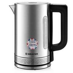  Чайник с терморегулятором brayer br1060, 1,7 л, 2200 вт, закрытый нагревательный элемент, сталь | Чайники