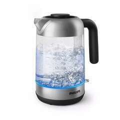  Чайник philips hd9339/80, 1,7 л, 2200 вт, закрытый нагревательный элемент, стекло, серебристый | Чайники