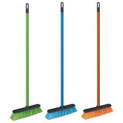  Щетка для уборки с черенком 110 см, ширина 31 см, щетина 7 см, пластиковая, еврорезьба, azur, 51030 | Щетки, метлы, пипидастры