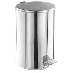  Ведро для мусора с педалью, усиленное, титан, 10 литров, кольцо под мешок, нержавеющая сталь, хром | Контейнеры и ведра для мусора