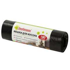  Мешки для мусора 180 л черные в рулоне 10 шт., пвд 24 мкм, 80х106 см, любаша эконом, 605336 | Мешки для мусора универсальные