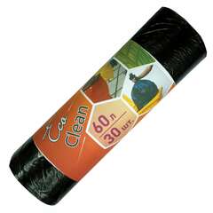  Мешки для мусора 60 л, черные, в рулоне 30 шт., пнд, 6 мкм, 58х64 см, эконом, концепция быта "ecoclean", 2104 | Мешки для мусора универсальные