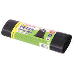  Мешки для мусора 120 л черные, в рулоне 10 шт., пнд 11 мкм, 67х102 см, любаша, 608093 | Мешки для мусора универсальные