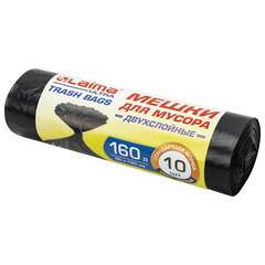 Мешки для мусора laima "ultra" 160 л черные, рулон 10 шт. прочные, пвд 30 мкм, 90х120 см, 607694 | Мешки для мусора универсальные