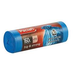  Мешки для мусора 160 л, синие, в рулоне 10 шт., пвд, 21 мкм, 120х87 см, paclan "big&strong", 402001 | Мешки для мусора универсальные