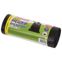  Мешки для мусора 120 л, черные, в рулоне 10 шт., пвд 25 мкм, 68х105 см, любаша, 608094 | Мешки для мусора универсальные