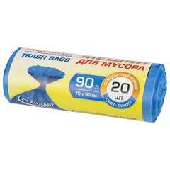  Мешки для мусора laima "ultra" 90 л синие, рулон 20 шт. прочные, пнд 14 мкм, 70х90 см, 607693 | Мешки для мусора универсальные