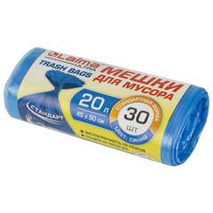  Мешки для мусора laima "ultra" 20 л синие, в рулоне 30 шт. прочные, пнд 8 мкм, 45х50 см, 607682 | Мешки для мусора универсальные