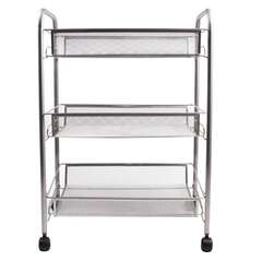  Этажерка (тележка) brabix офисно-бытовая 3 яруса, на колесах, металл, серебристая, 43,5х26х62,5 см, 603752 | Тележки офисно-бытовые