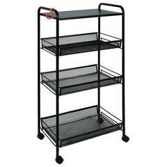  Этажерка "ладья-34кс" офисно-бытовая 3 яруса+столик, металл, черная, 44,5х30х84 см, э 357 ч | Тележки офисно-бытовые