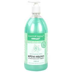  Мыло-крем жидкое с антибактериальным эффектом 1 л золотой идеал "холодная мята", дозатор, 608285 | Мыло жидкое