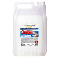  Мыло-крем жидкое с антибактериальным эффектом, 5 л, золотой идеал "премиум жемчужное", 607495 | Мыло жидкое