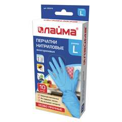  Перчатки нитриловые многоразовые особо прочные, 5 пар (10 шт.), l (большой), голубые, laima, 605018 | Перчатки латексные, виниловые и резиновые