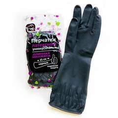  Перчатки многоразовые латексные длинная манжета 25 см черные, размер l (большой), вес 90 г, кп, 139596 | Перчатки латексные, виниловые и резиновые
