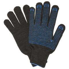  Перчатки хлопчатобумажные, комплект 5 пар, 7 класс, 65-67 г, 216 текс, пвх-точка, laima "профи" xl, черные, 604473 | Перчатки и рукавицы хлопчатобумажные