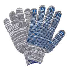  Перчатки хлопчатобумажные, комплект 5 пар, 10 класс, 50-52 г, 133 текс, пвх-точка, laima люкс 2, серые, 604474 | Перчатки и рукавицы хлопчатобумажные