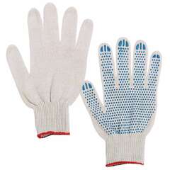  Перчатки хлопчатобумажные, комплект 300 пар, 7,5 класс, 46-48 г, 166 текс, пвх точка, laima стандарт, белые, 600994 | Перчатки и рукавицы хлопчатобумажные