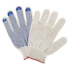  Перчатки хлопчатобумажные, комплект 100 пар, 10 класс, 40-42 г, 116 текс, пвх-точка, laima люкс, белые, 608678 | Перчатки и рукавицы хлопчатобумажные