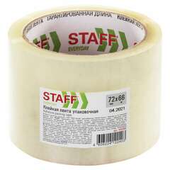  Клейкая лента упаковочная 72 мм x 66 м, прозрачная, толщина 40 микрон, staff, 440088 | Упаковочные клейкие ленты