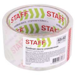  Клейкая лента упаковочная 48 мм x 40 м, прозрачная, толщина 40 микрон, staff classic, 440176 | Упаковочные клейкие ленты