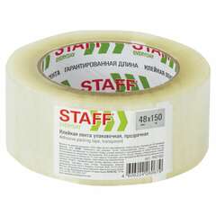  Клейкая лента 48 мм х 150 м упаковочная, прозрачная, толщина 40 микрон, staff everyday, 440160 | Упаковочные клейкие ленты
