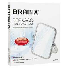  Зеркало настольное brabix, 19х16 см, двустороннее, с увеличением, прозрачная рамка, 607423 | Зеркала