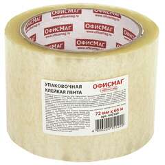 Клейкая лента упаковочная, 72 мм х 66 м, прозрачная, толщина 45 микрон, офисмаг, 440109 | Упаковочные клейкие ленты