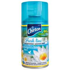  Сменный баллон 250 мл, chirton "лазурный бриз", для автоматических освежителей, универсальный, сухое распыление, 4670013302574 | Сменные баллоны аэрозольные