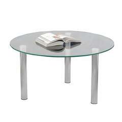  Стол журнальный, стекло/металл, кристалл - ом, 800х800х417 мм, хром, 1101 | Столы журнальные и сервировочные