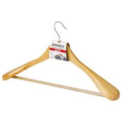  Вешалка-плечики, размер 48-50, деревянная, анатомическая, перекладина, цвет сосна, brabix "люкс", 601163 | Вешалки-плечики